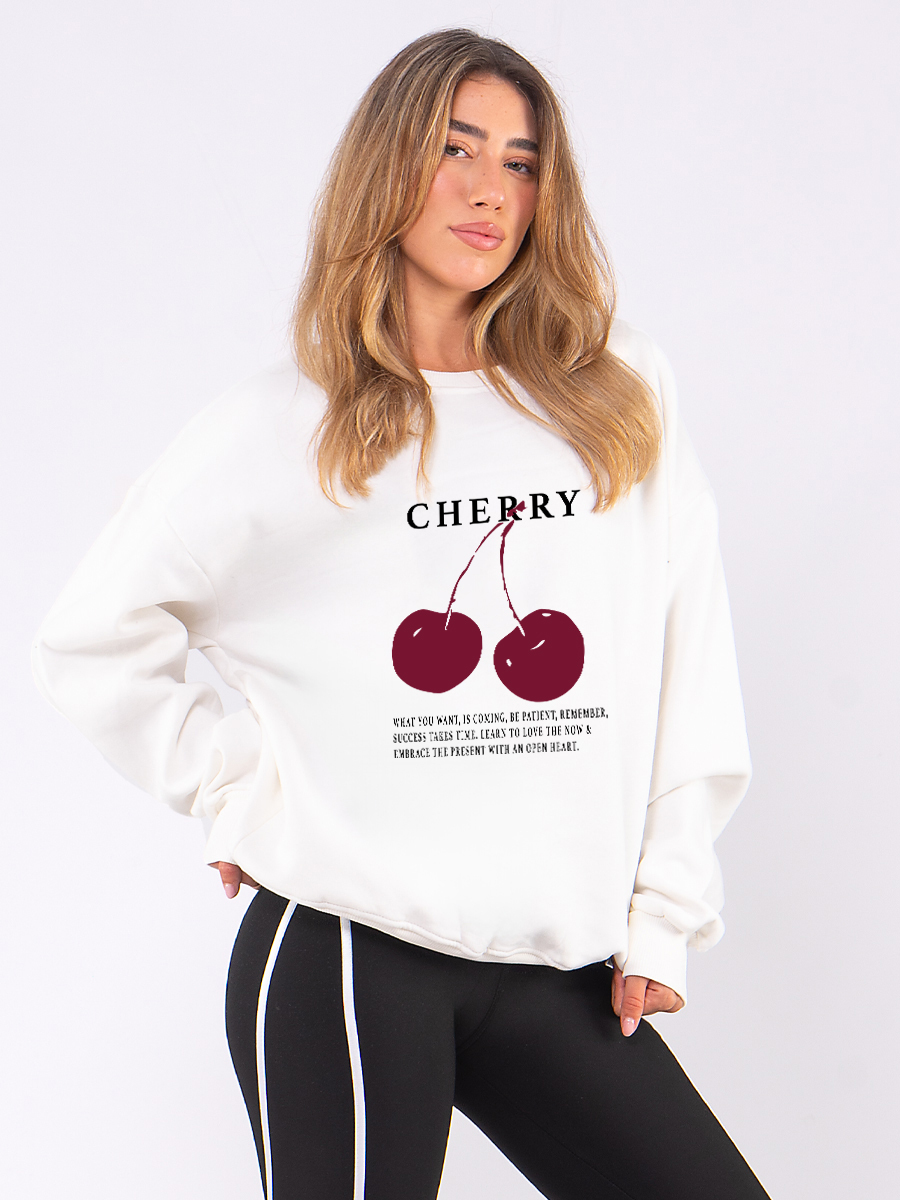 C1061 | Cherry - Crewneck Άσπρο C1061