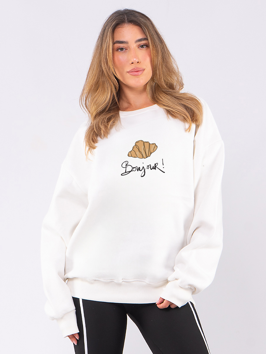C1083 | Bonjour - Crewneck Άσπρο C1083