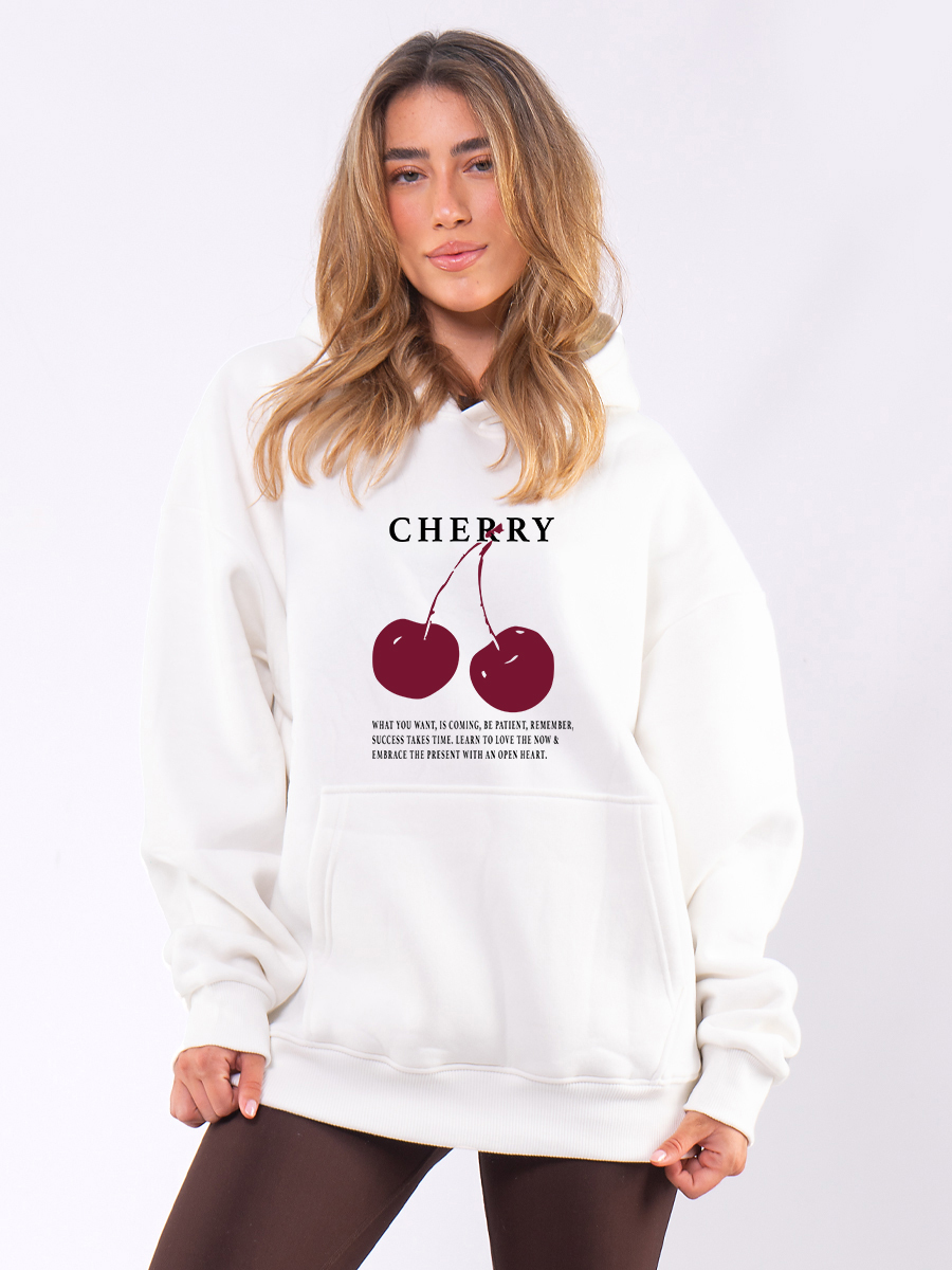C1099 | Cherry - Hoodie Άσπρο C1099
