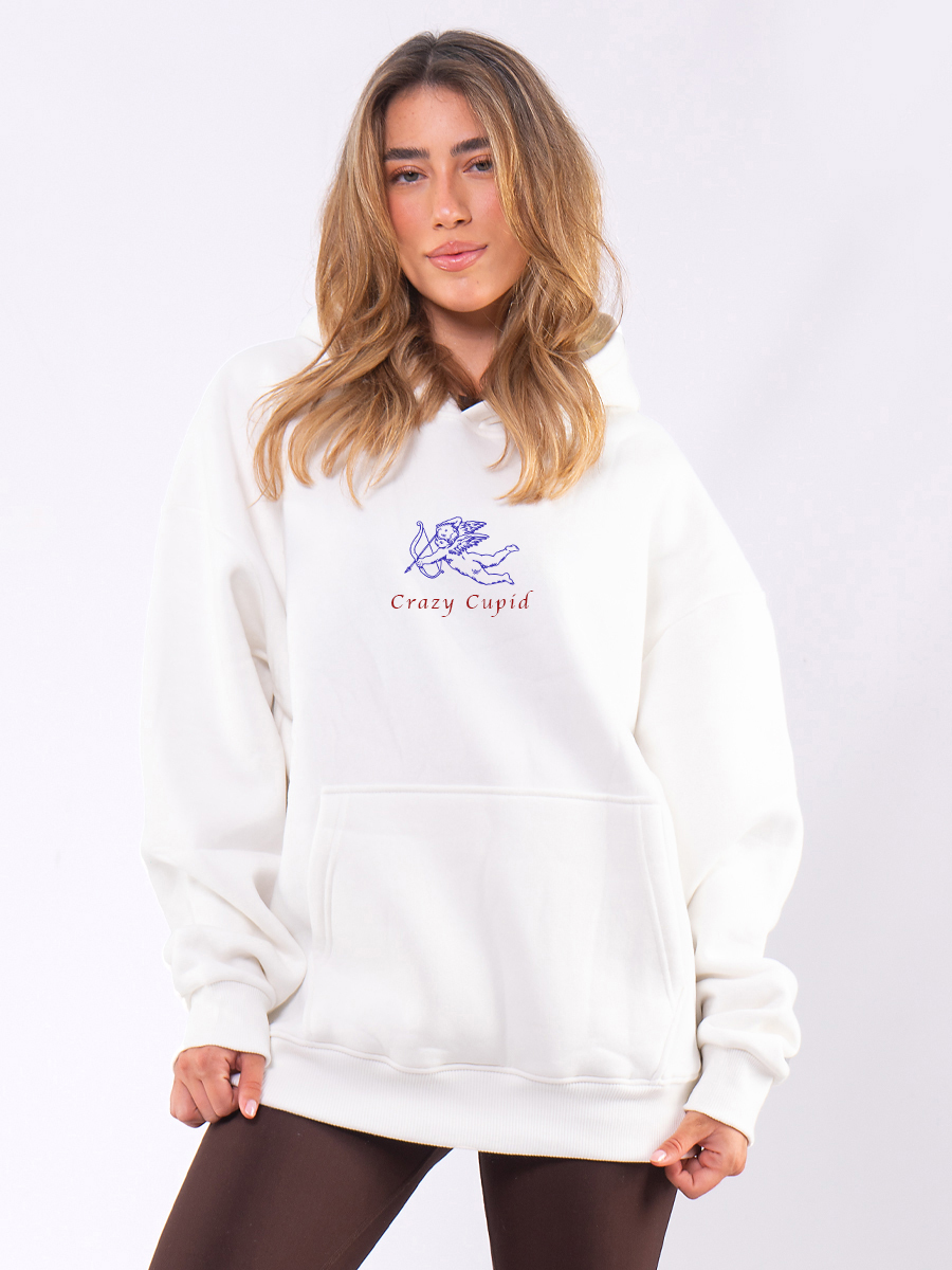 C1107 | Crazy Cupid - Hoodie Άσπρο C1107