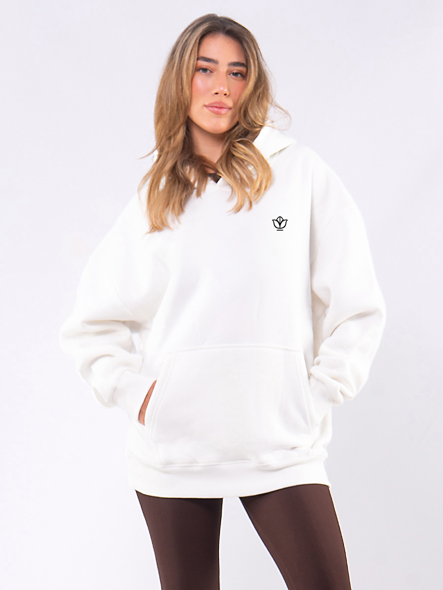 C1116 | Flower Logo 2 - Hoodie Άσπρο C1116