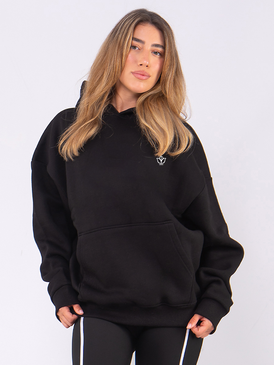 C1116 | Flower Logo 2 - Hoodie Μαύρο C1116