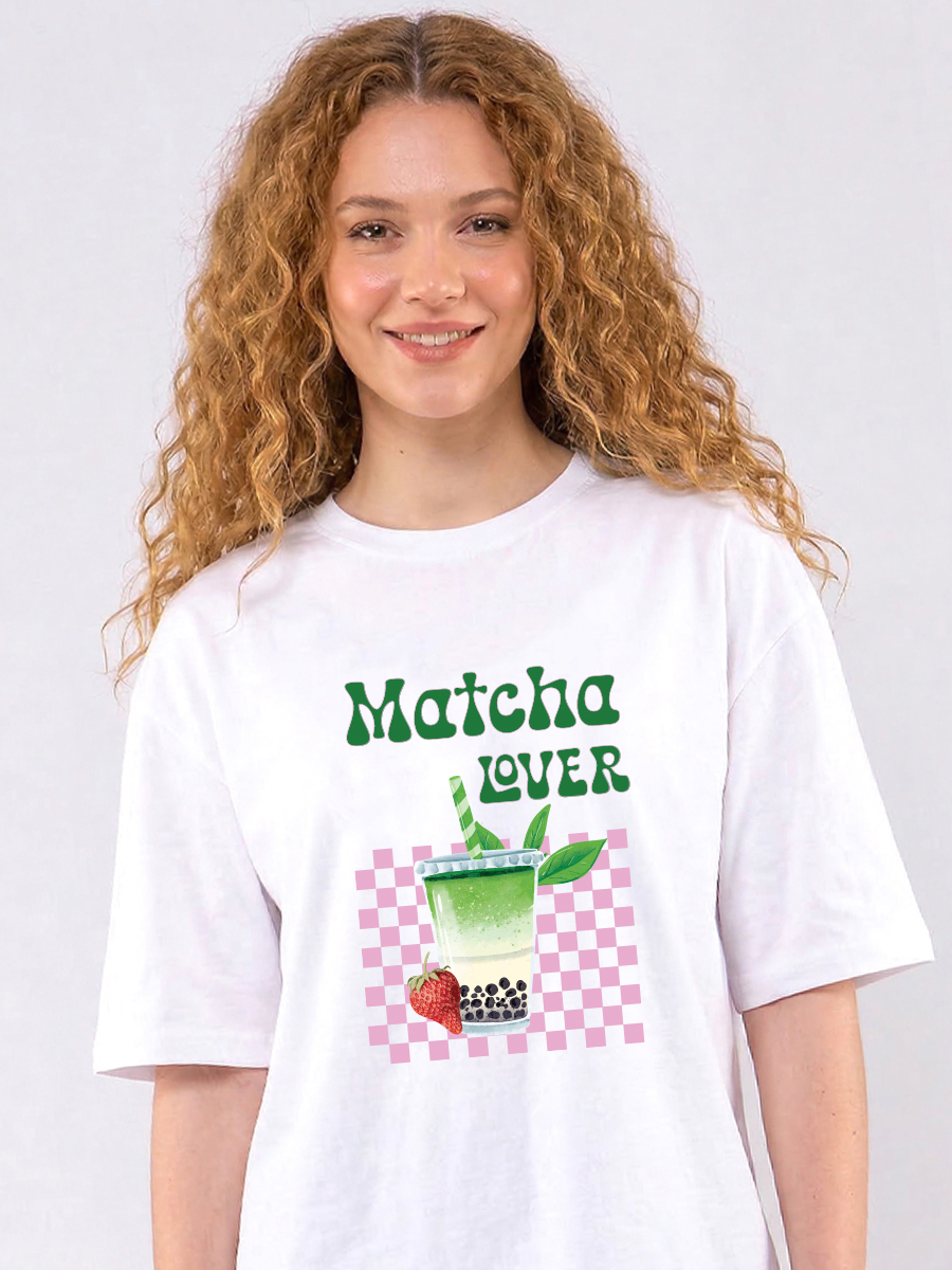 C1136 | Matcha Lover - Oversized Άσπρο C1136