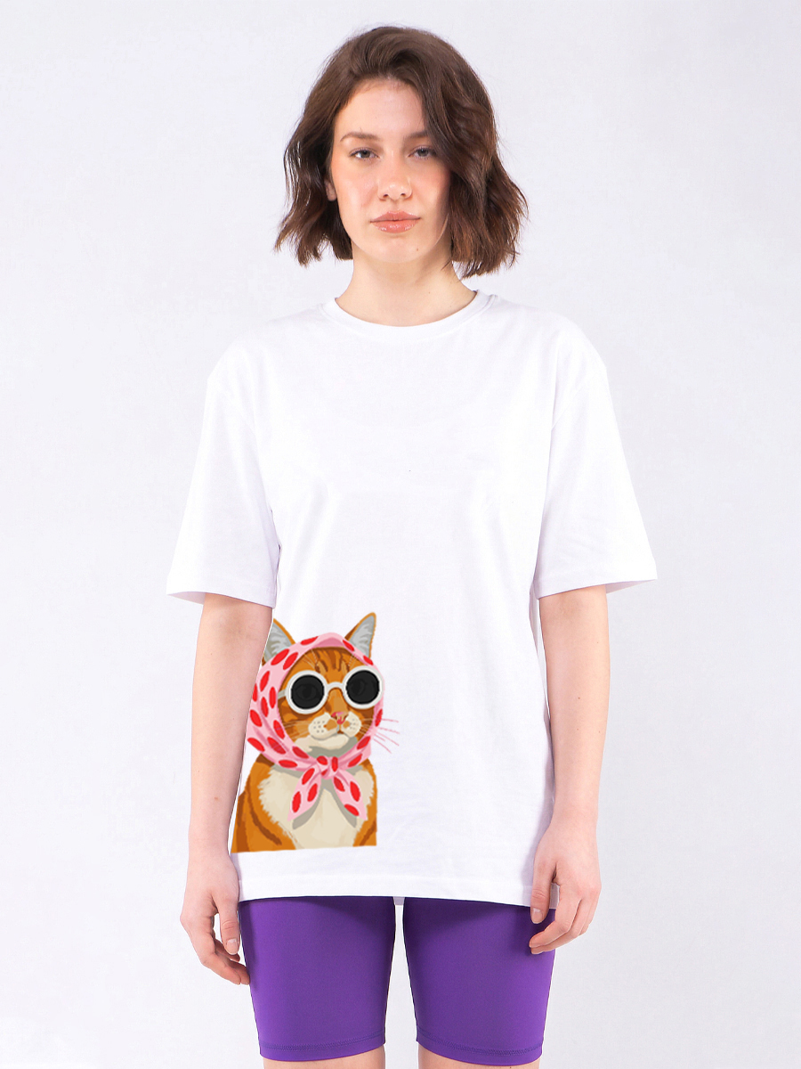 C1137 | Miss Cat - Oversized Άσπρο C1137