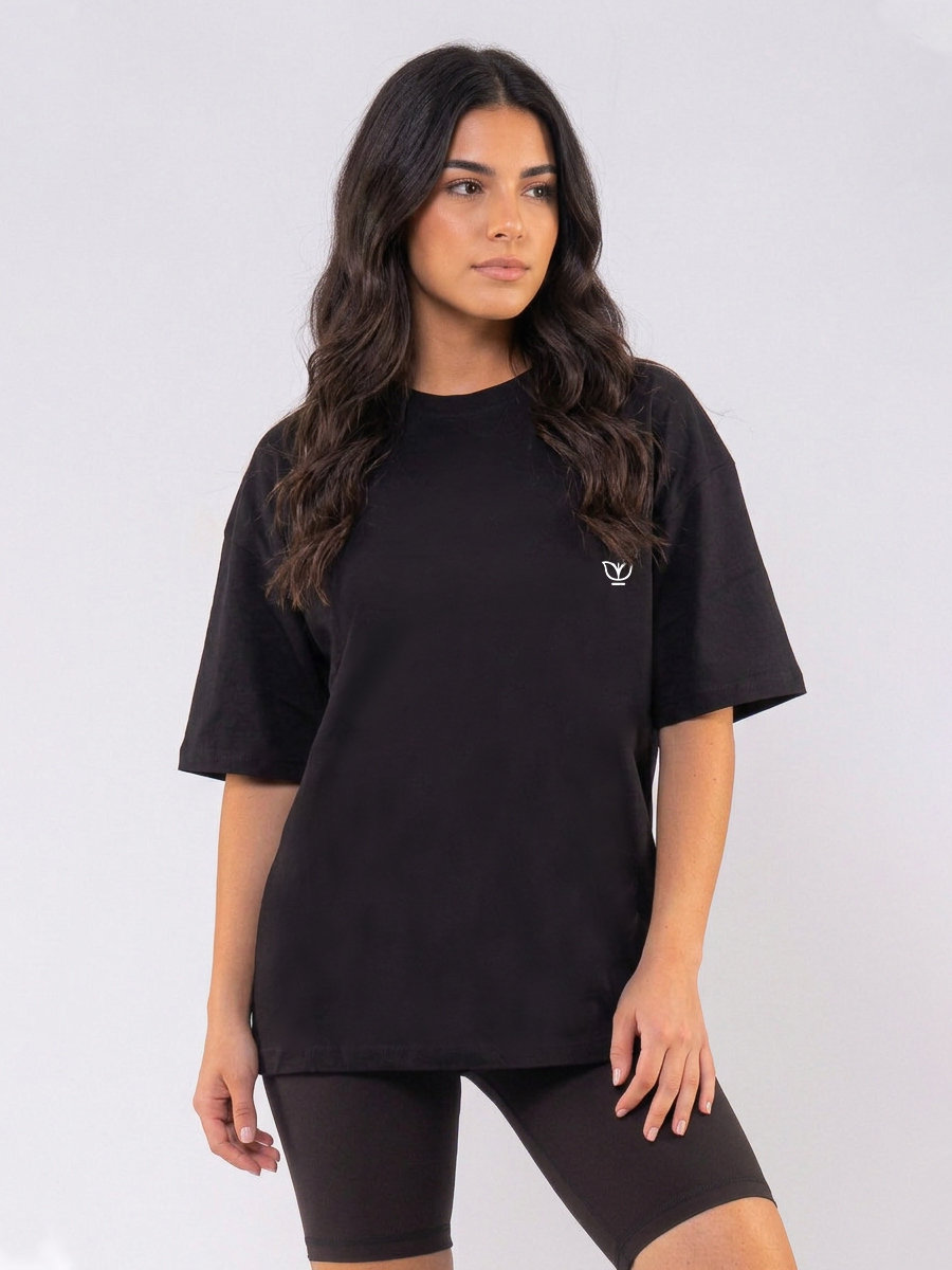 C1151 | Flower Logo 2 - Oversized Μαύρο C1151