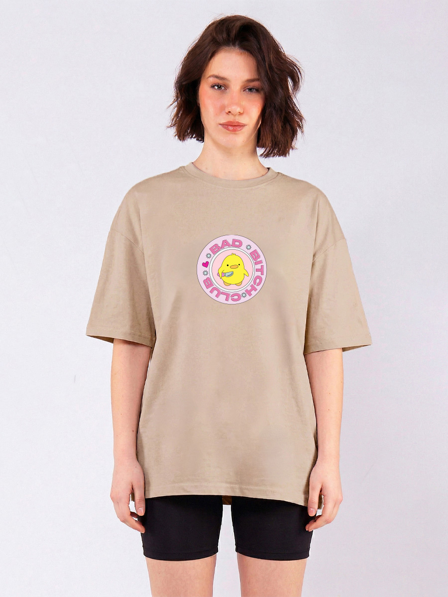 C1157 | Bad Bitch Club - Oversized Μπεζ C1157