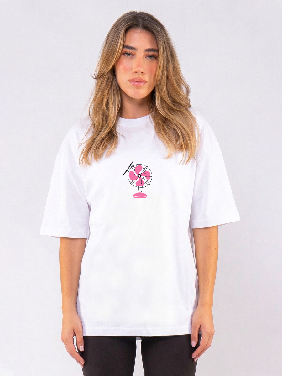 C1194 | Pink Fan - Oversized Άσπρο C1194