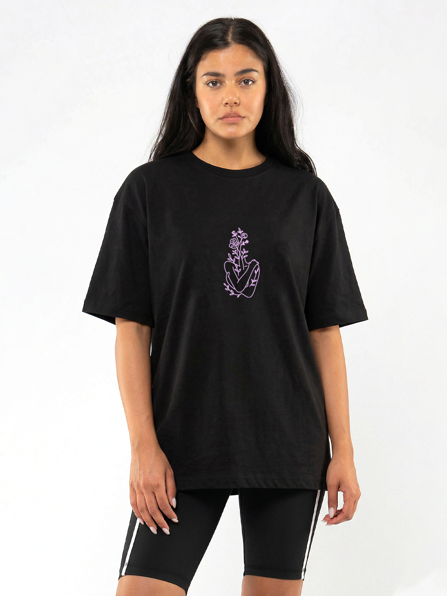 C1212 | My Blooming Self - Oversized Μαύρο C1212