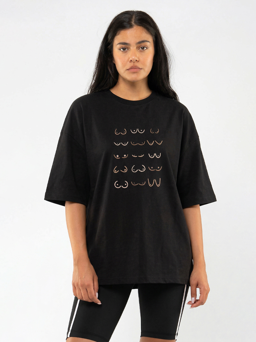C1214 | Always Love Your Boobies - Oversized Μαύρο C1214