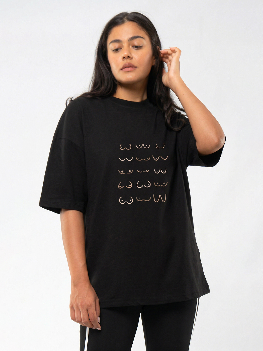 C1214 | Always Love Your Boobies - Oversized Μαύρο C1214