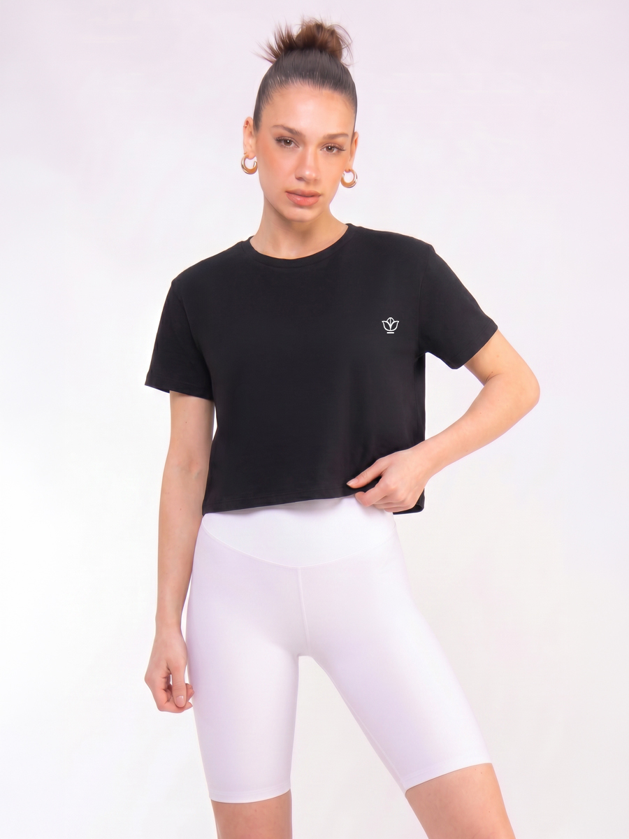C1230 | Flower Logo 2 - Boxy Μαύρο C1230
