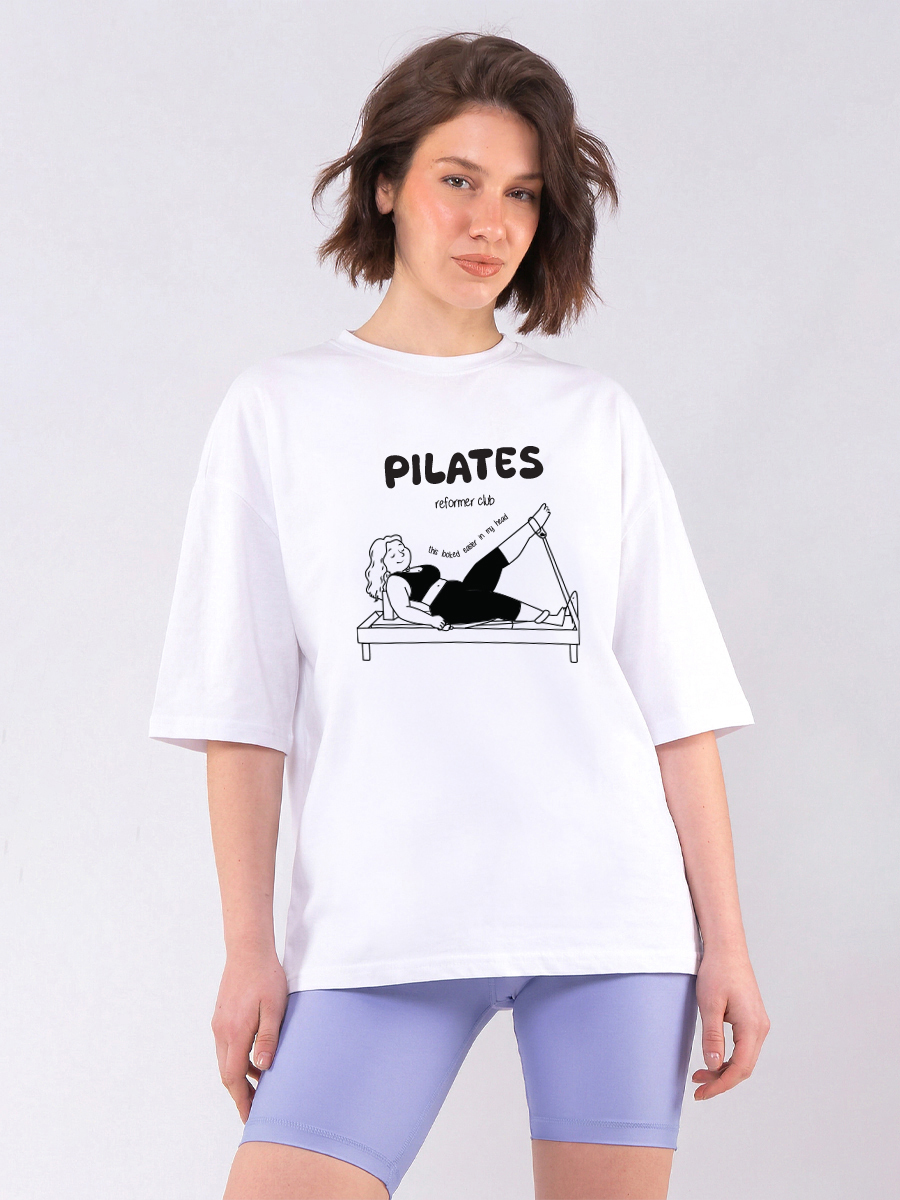C1244 | Pilates Club - Oversized Άσπρο C1244
